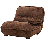 Кресло без подлокотников коричневое ну круглых деревянных ножках Loup Plush Armchair Brown варинант исполнения - 1 | Loft Concept в Волгограде