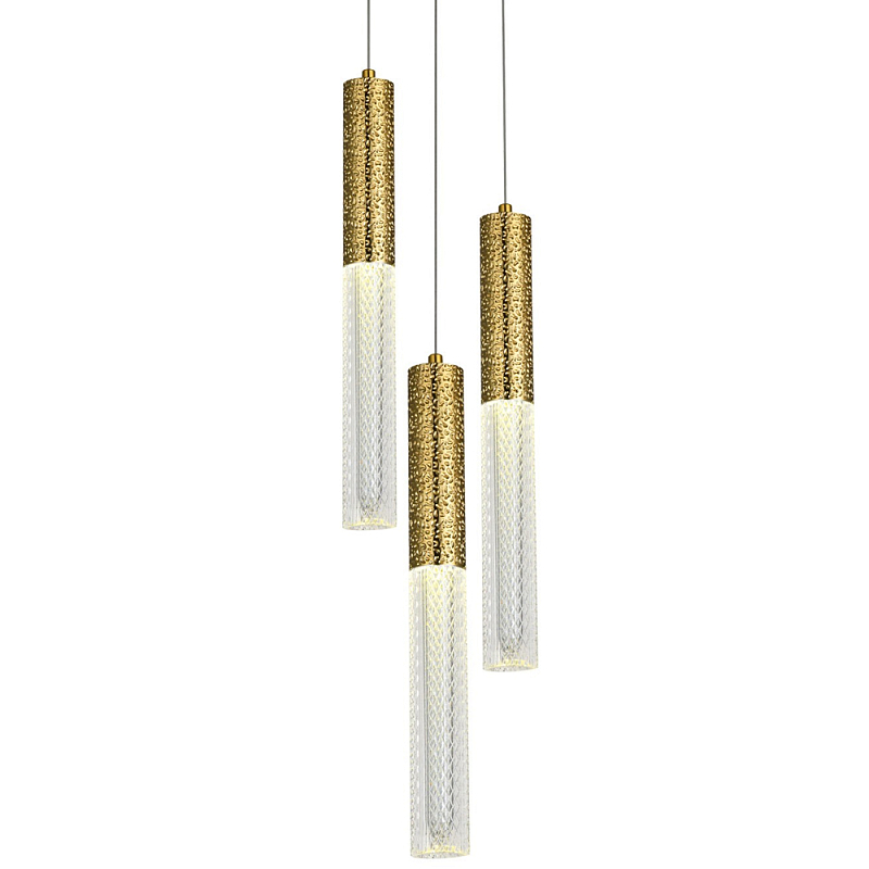 Подвесной светильник латунь Dew Drops Tube Brass Trio Hanging Lamp Латунь Прозрачный Подвесной светильник латунь Dew Drops Tube Brass Trio Hanging Lamp Латунь Прозрачный в Волгограде | Loft Concept