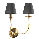 Бра с металлическим основанием бронзового цвета и 2-мя черными конусовидными абажурами Dignity варинант исполнения - 1 | Loft Concept в Волгограде