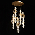 Люстра с плафонами из прозрачного и янтарного стекла в виде шаров и ромбов Gabriel Scott Luna варинант исполнения - 3 | Loft Concept в Волгограде