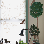 Обои с вышивкой ручной работы Mughal Trees Original colourway on linen варинант исполнения - 3 | Loft Concept в Волгограде