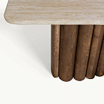 Консоль с овальной столешницей и фактурным деревянным основанием Enzo варинант исполнения - 3 | Loft Concept в Волгограде