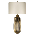Настольная лампа с рифленым керамическим основанием в бронзовом цвете и жемчужным шёлковым абажуром Elstead Lighting варинант исполнения - 1 | Loft Concept в Волгограде
