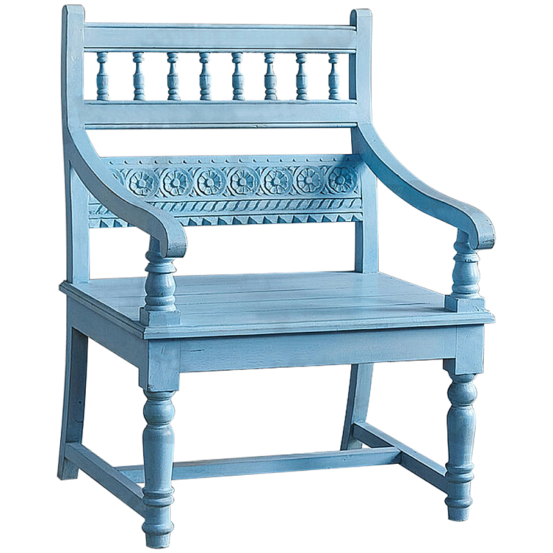 Деревянное кресло из массива манго с резным декором Eutropio Grey Mango Chair Blue Голубой Деревянное кресло из массива манго с резным декором Eutropio Grey Mango Chair Blue Голубой в Волгограде | Loft Concept