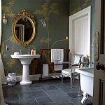 Обои ручная роспись Bamboo Golden on Blue grey dyed silk варинант исполнения - 1 | Loft Concept в Волгограде