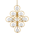 Люстра с закругленным каркасом золотого цвета и белыми плафонами Round Curl варинант исполнения - 2 | Loft Concept в Волгограде