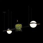 Подвесной светильник линейный с 2-мя шарообразными плафонами и цилиндрическим спотом Light of Еyes варинант исполнения - 4 | Loft Concept в Волгограде