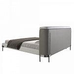 Кровать двуспальная серая с мягким изголовьем из экокожи и ткани Modern Look варинант исполнения - 4 | Loft Concept в Волгограде