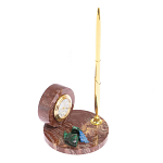 Часы настольные с шариковой металлической ручкой из натурального камня Stone Clock варинант исполнения - 5 | Loft Concept в Волгограде