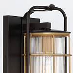 Настенный фонарь цилиндрической формы с рифленым стеклом в золотом каркасе на черном прямоугольном основании Eurofase варинант исполнения - 5 | Loft Concept в Волгограде