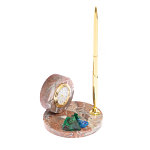 Часы настольные с шариковой металлической ручкой из натурального камня Stone Clock варинант исполнения - 8 | Loft Concept в Волгограде
