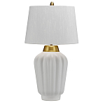 Настольная лампа с белым конусным абажуром и ребристым керамическим основанием Quintiesse варинант исполнения - 1 | Loft Concept в Волгограде