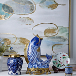 Ваза с насыщенным синим орнаментом и золотой крышкой Blue & White Ornament  варинант исполнения - 1 | Loft Concept в Волгограде