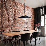 Подвесной светильник с плафоном в форме плоского купола и белой шарообразной лампой Eurofase варинант исполнения - 8 | Loft Concept в Волгограде