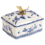 Фарфоровая шкатулка с бронзовой стрекозой Blue and White варинант исполнения - 1 | Loft Concept в Волгограде