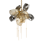 Люстра подвесная со стеклянными плафонами из дымчатого и золотистого с шестью вертикальными подвесками Gilded Mirage  варинант исполнения - 7 | Loft Concept в Волгограде