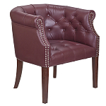 Кресло низкое из натуральной кожи на 4-х деревянных ножках из массива бука Chloe Leather Armchair vine варинант исполнения - 1 | Loft Concept в Волгограде