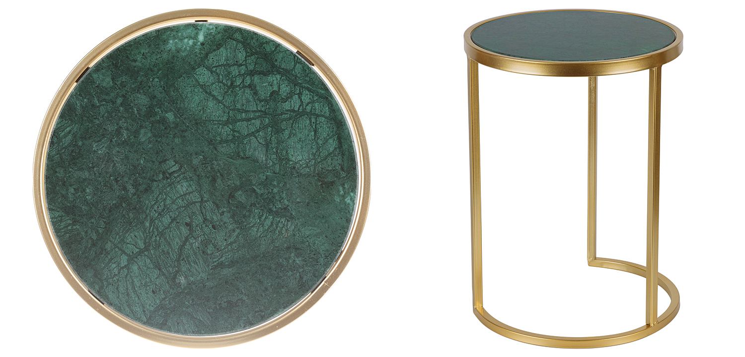 Приставной стол Round Table Marble gold зеленый мрамор Приставной стол Round Table Marble gold зеленый мрамор - Loft-Concept в Волгограде