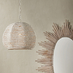 Подвесной светильник в форме купола с декором из круглых деревянных бусин White Wooden Beads Chandelier варинант исполнения - 4 | Loft Concept в Волгограде