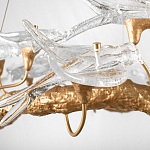 Люстра подвесная линейная с прозрачными стеклянными птичками на ветвях Serip Voa варинант исполнения - 10 | Loft Concept в Волгограде