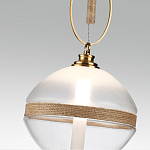 Подвесной светильник с круглым прозрачным плафоном и декоративной каменной вставкой Tectona  варинант исполнения - 5 | Loft Concept в Волгограде