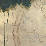 Обои ручная роспись Bamboo River Blossom Original colourway on Brushed Gold gilded paper варинант исполнения - 2 | Loft Concept в Волгограде