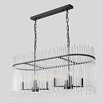 Люстра подвесная овальная со стеклянными прозрачными трубками и металлическим каркасом черного цвета Nembus варинант исполнения - 4 | Loft Concept в Волгограде