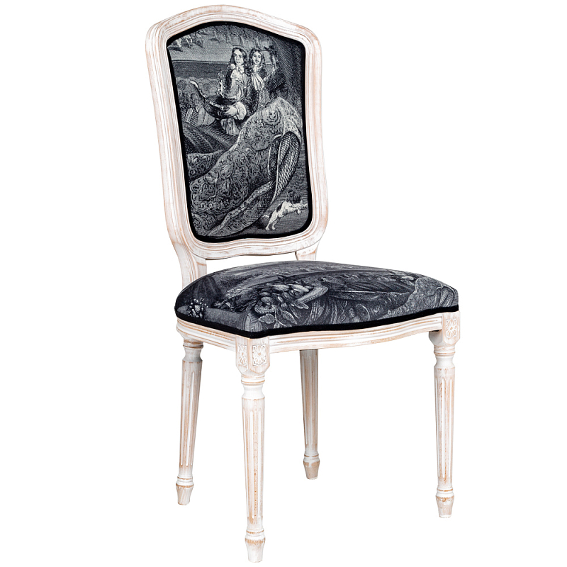 Стул Louvre Palace Stool Черно-белый Белый винтажная патина Стул Louvre Palace Stool Черно-белый Белый винтажная патина в Волгограде | Loft Concept