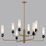 Люстра на штанге с 8-ю цилиндрическими матовыми плафонами и шарами из камня Orb Essence варинант исполнения - 6 | Loft Concept в Волгограде