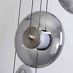 Люстра каскадная с 5-ю круглыми стеклянными плафонами дымчатого цвета и черными деталями Orbit Serenade варинант исполнения - 2 | Loft Concept в Волгограде