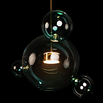 Подвесной светильник с прозрачными бирюзовыми стеклянными шарами и золотыми деталями Диаметр 43 Giopato & Coombes варинант исполнения - 6 | Loft Concept в Волгограде