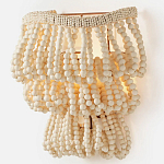 Настенный светильник с подвесками из деревянных бусин молочного цвета Wooden Beads Wall Lamp варинант исполнения - 3 | Loft Concept в Волгограде