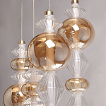 Люстра с плафонами из прозрачного и янтарного стекла в виде шаров и ромбов Gabriel Scott Luna варинант исполнения - 7 | Loft Concept в Волгограде