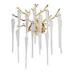 Бра золотого цвета с разветвленными ветвями и длинными прозрачными подвесками в форме стеклянных сосулек Droplet Chandelier варинант исполнения - 1 | Loft Concept в Волгограде