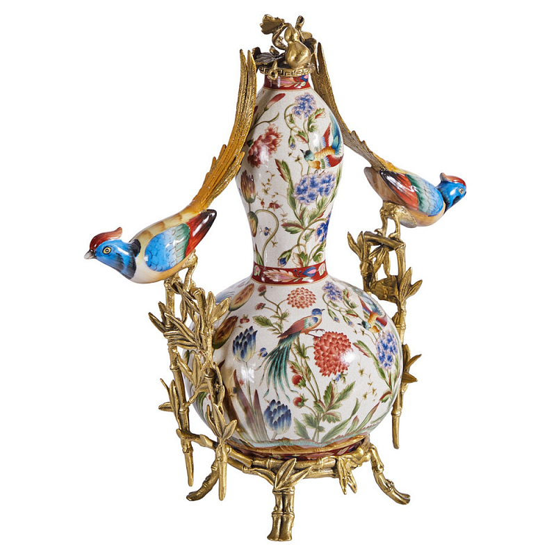 Ваза из фарфора с птицами и цветочной росписью Garden of Eden Бронза Мульти в Волгограде | Loft Concept 