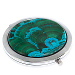 Зеркало карманное складное круглое из натурального камня Малахит с Хризоколлой в подарочной упаковке Silver Stone Mirrors варинант исполнения - 1 | Loft Concept в Волгограде