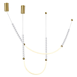 Подвесной светильник с 3-мя изогнутыми плафонами и белыми декоративными шариками PEARLS Suspension варинант исполнения - 4 | Loft Concept в Волгограде