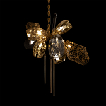 Люстра подвесная со стеклянными плафонами из дымчатого и золотистого с тремя вертикальными подвесками Gilded Mirage  варинант исполнения - 4 | Loft Concept в Волгограде