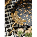 Блюдо черного цвета из фрафора на бронзовых ножках в виде стрекоз Eden Garden варинант исполнения - 5 | Loft Concept в Волгограде