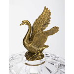 Конфетница из прозрачного рельефного стекла с ручками в виде стрекоз и фигуркой лебедя Eden Garden варинант исполнения - 3 | Loft Concept в Волгограде