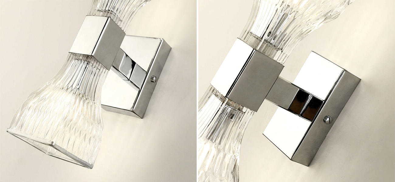 Бра с двумя плафонами из рельефного стекла GLASS HORN Chrome Бра с двумя плафонами из рельефного стекла GLASS HORN Chrome - Loft-Concept в Волгограде