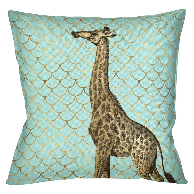 Подушка Safari light blue giraffe Бирюзовый Глянцевое золото Подушка Safari light blue giraffe Бирюзовый Глянцевое золото в Волгограде | Loft Concept