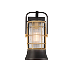 Настенный фонарь цилиндрической формы с рифленым стеклом в золотом каркасе на черном прямоугольном основании Eurofase варинант исполнения - 12 | Loft Concept в Волгограде