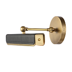 Светильник для картин цвет винтажная латунь с прямоугольным плафоном из кожи черного цвета Alora варинант исполнения - 2 | Loft Concept в Волгограде