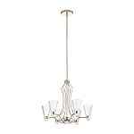 Люстра цвета никель с 6-ю рифлеными стеклянными плафонами и изогнутым каркасом Kichler варинант исполнения - 2 | Loft Concept в Волгограде