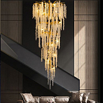 Люстра многоярусная с каркасом из металла и прозрачными подвесками FAIRYTREE Light варинант исполнения - 3 | Loft Concept в Волгограде