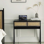 Дизайнерский письменный стол матово-чёрного цвета с 2-мя плетеными ящиками Glade Desk варинант исполнения - 2 | Loft Concept в Волгограде