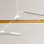 Люстра линейная золотистого цвета с двумя прозрачными волнистыми элементами Wave Line варинант исполнения - 9 | Loft Concept в Волгограде