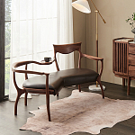 Кушетка с деревянным каркасом и сиденьем из коричневой натуральной кожи Moon Walnut Furniture варинант исполнения - 6 | Loft Concept в Волгограде