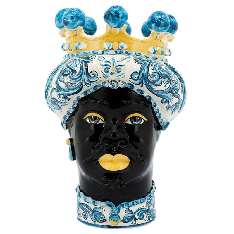 Ваза VASE MORO MAN ORNATE Blue and Yellow Синий Желтый Ваза VASE MORO MAN ORNATE Blue and Yellow Синий Желтый в Волгограде | Loft Concept